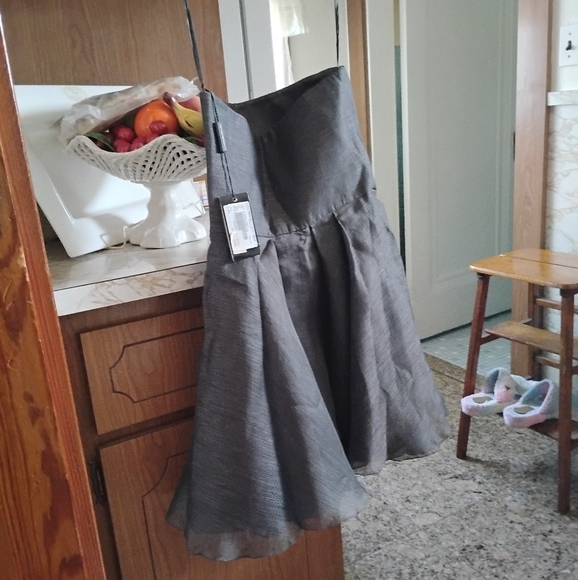 🆕 Emporio Armani Gray Linen Convertible Dress with Strap, Taglia 40, Size 8 - Picture 11 of 13